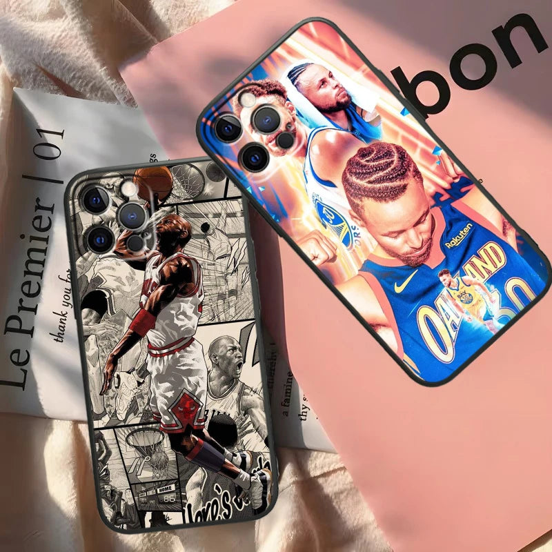 Basketball Superstar Art For iPhone 15 14 13 12 11 X XS XR 8 7 6 Pro Plus Max Mini 5S 5 SE Black Phone Case