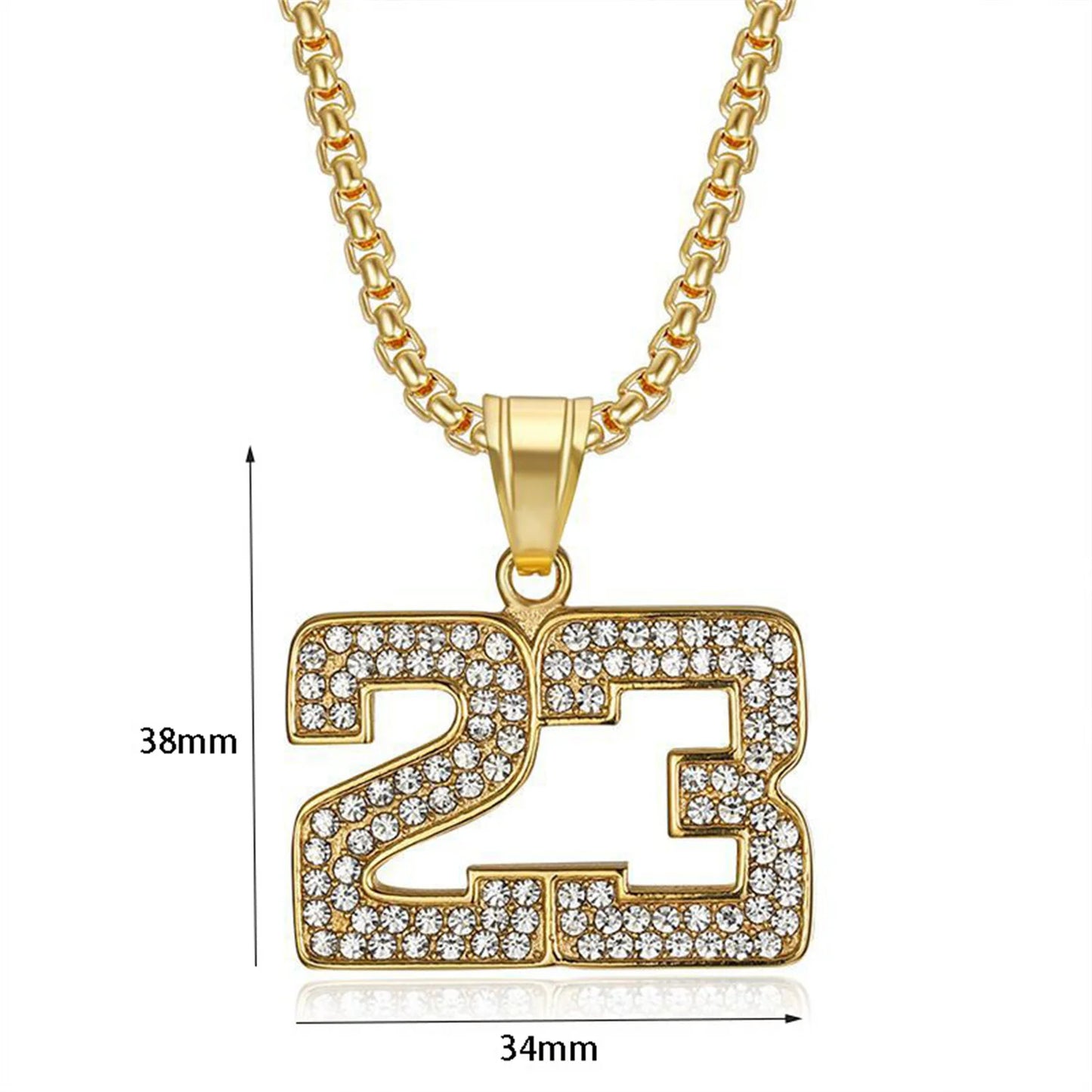 Hip Hop Iced Out Basketball Number 23 Pendant Dropshipping Gold Color Stainless Steel Sports Necklace for Men Fans Jewelry Gift