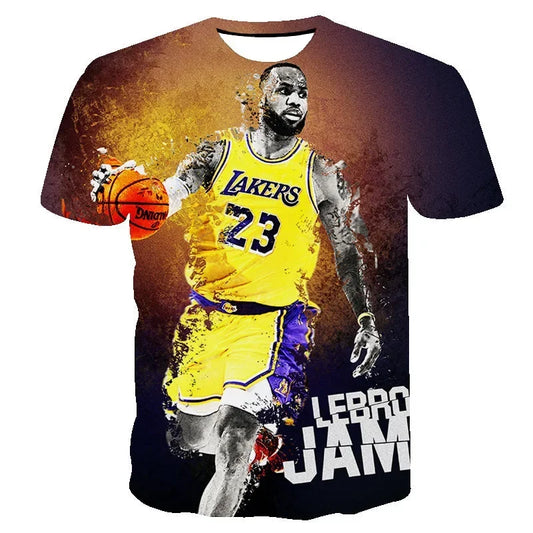 Summer NBA Stars New TShirt Short Sleeve Fashion Breathable Casual Adult Kids Teen Identical LeBron James 3d Casual T-Shirt