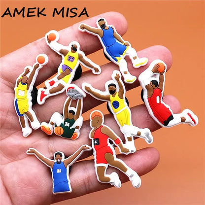 Drop Shipping 1pcs Basketball All-Star Shoe Charms Accessories Westbrook Embiid PVC Shoes Buttons Curry Sandals Charm Decoration