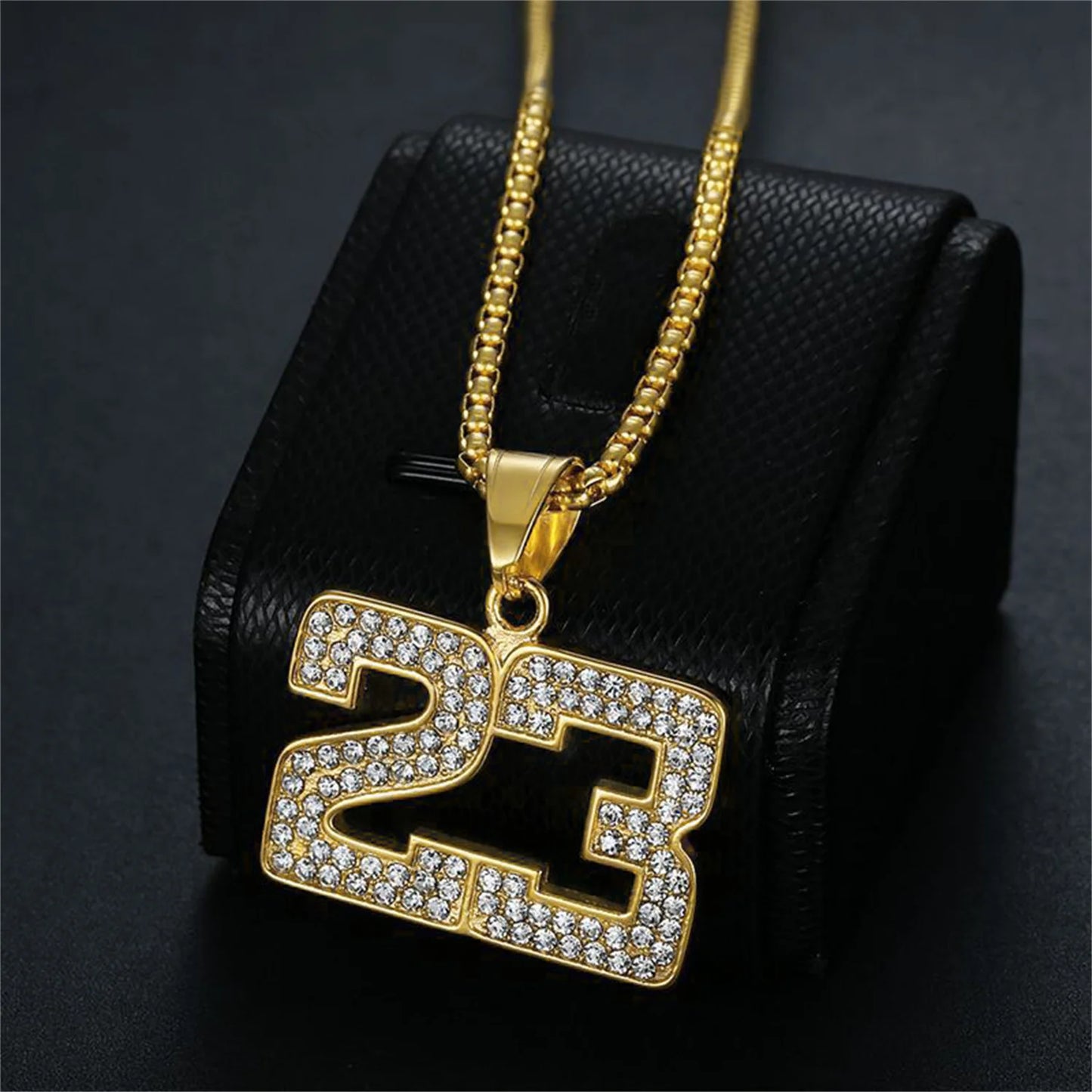 Hip Hop Iced Out Basketball Number 23 Pendant Dropshipping Gold Color Stainless Steel Sports Necklace for Men Fans Jewelry Gift