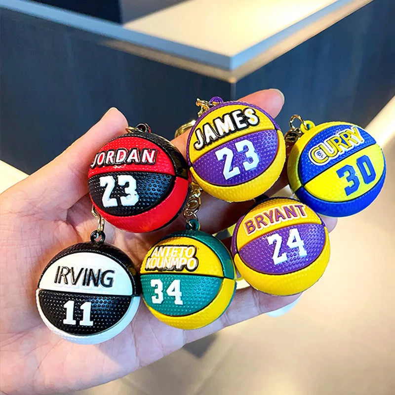 Fashion Basketball Stars Name Ball Keychains PVC FANS Sports Match Souvenirs Keyring for Men Boys Car Phone Pendant Friend Gifts