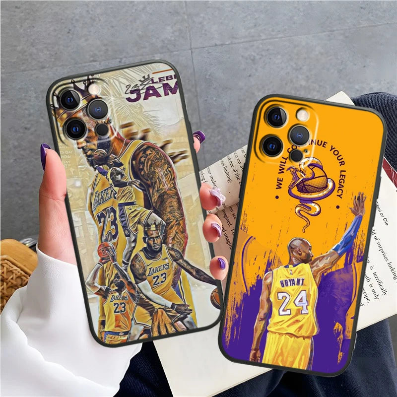 Basketball Superstar Art For iPhone 15 14 13 12 11 X XS XR 8 7 6 Pro Plus Max Mini 5S 5 SE Black Phone Case