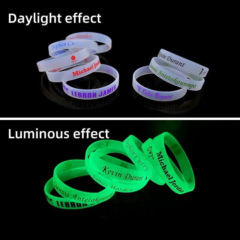 5pcs Basketball Star Sports Bracelet Silicone Luminous James Kobe Curry Fan Outdoor Gifts