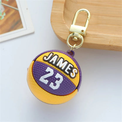 Fashion Basketball Stars Name Ball Keychains PVC FANS Sports Match Souvenirs Keyring for Men Boys Car Phone Pendant Friend Gifts