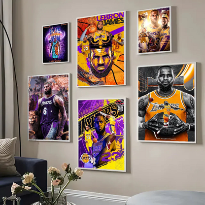 Basketball Player L-LeBron James Movie Sticky Posters Whitepaper Sticker DIY Room Bar Cafe Posters Wall Stickers