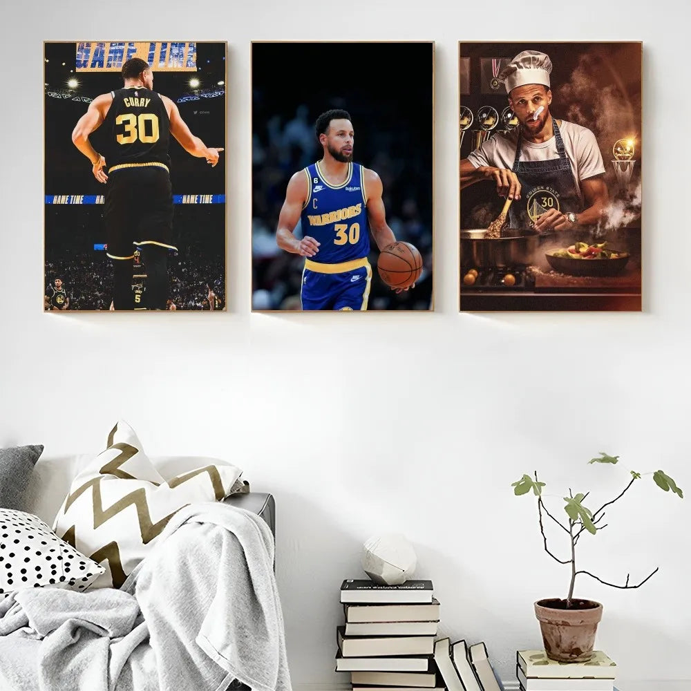 1PC Stephen Curry Poster Self-adhesive Art Waterproof Paper Sticker Coffee House Bar Room Wall Decor