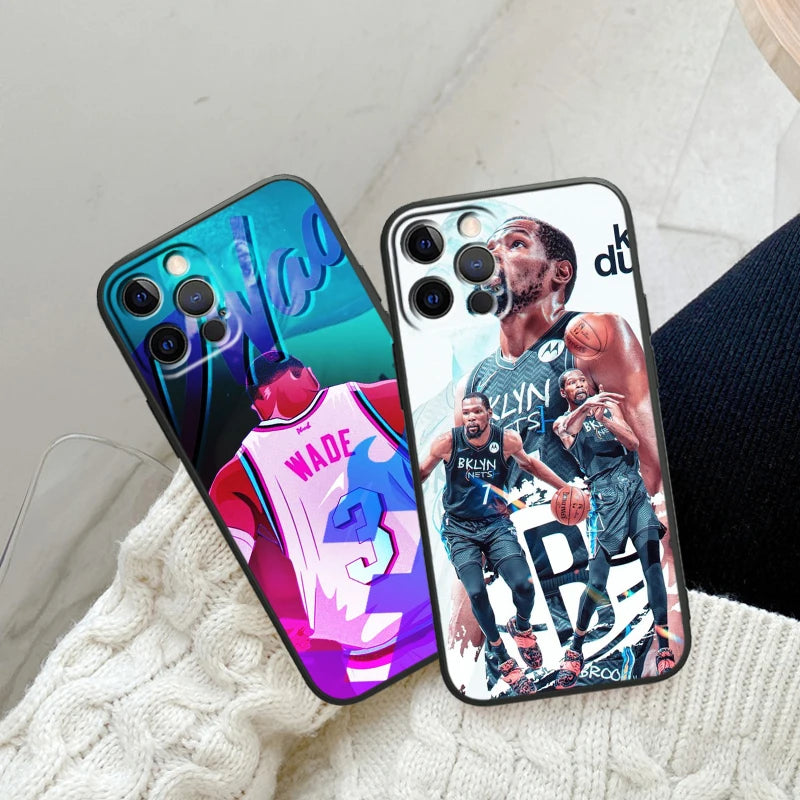 Basketball Superstar Art For iPhone 15 14 13 12 11 X XS XR 8 7 6 Pro Plus Max Mini 5S 5 SE Black Phone Case