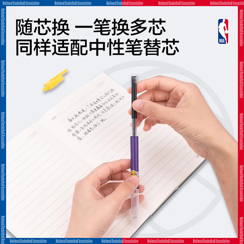 Deli X Nba Action Gel Pen 0.5mm Quick Drying Ins Student Note Business Signature Straight Liquid Pen Office Learning Supplies