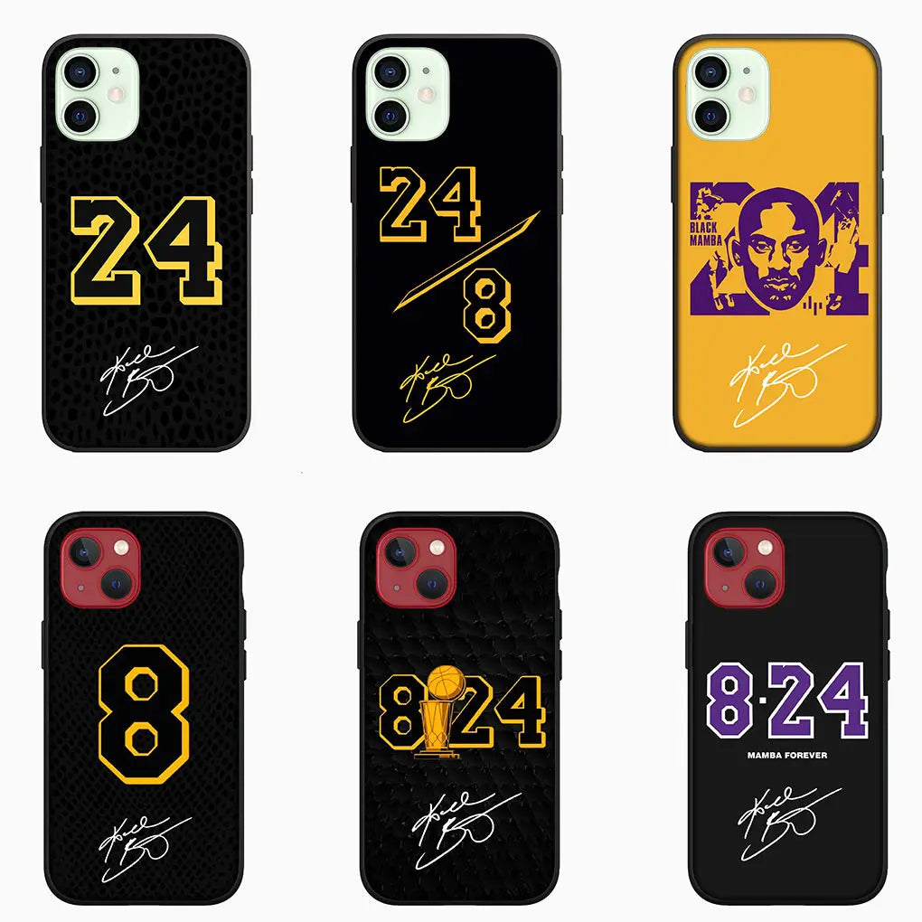 K-Kobe Basketball Star No 24 8 No24 Cover Phone Case for Apple iPhone 15 14 13 12 Mini 11 Pro X XR XS Max 7 8 Plus + 15+ Casing