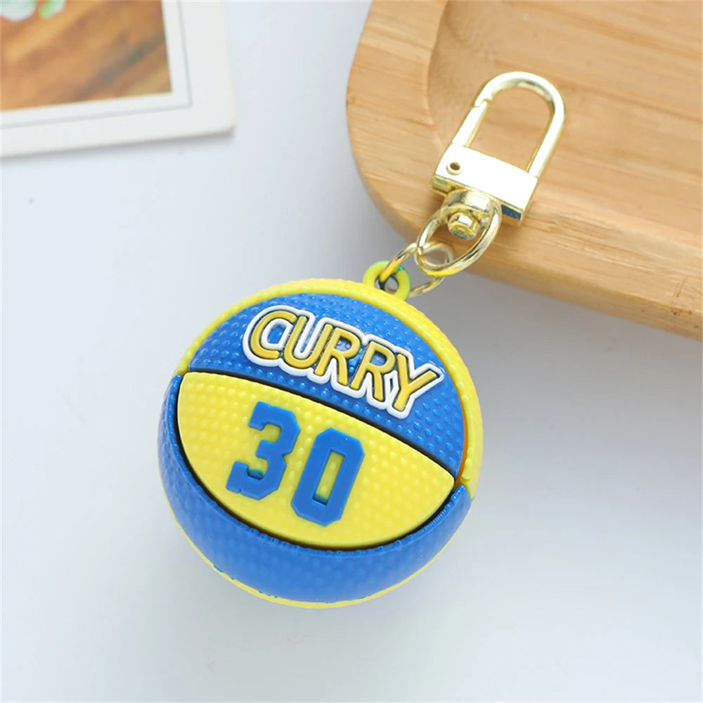 Fashion Basketball Stars Name Ball Keychains PVC FANS Sports Match Souvenirs Keyring for Men Boys Car Phone Pendant Friend Gifts