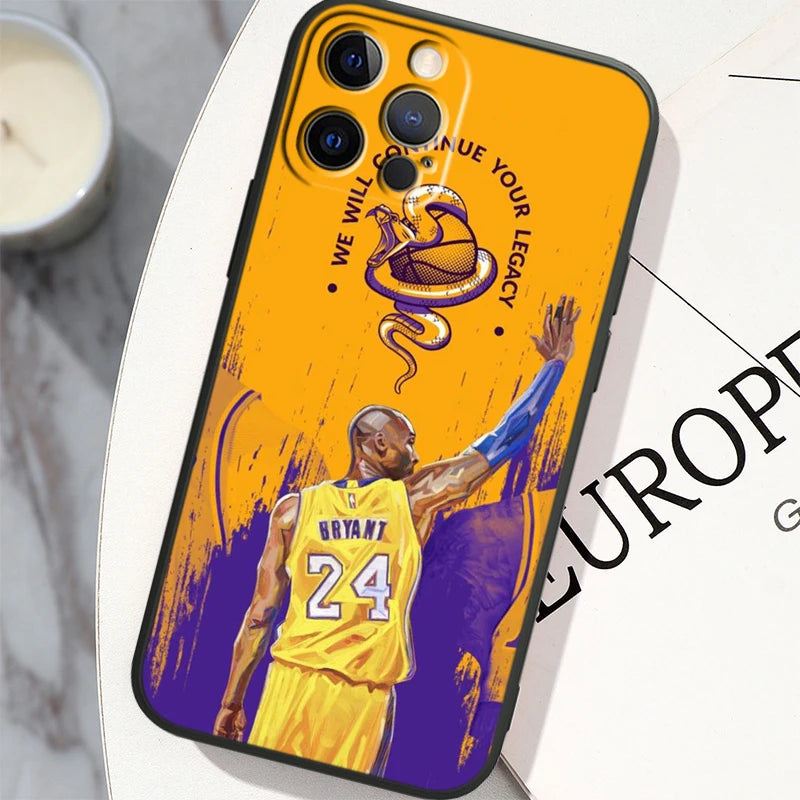 Basketball Superstar Art For iPhone 15 14 13 12 11 X XS XR 8 7 6 Pro Plus Max Mini 5S 5 SE Black Phone Case