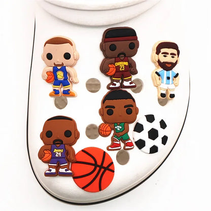 1pcs Player Style PVC Shoe Charms Decoration Basketball football Shoe Accessories fit Kid's Party X-mas