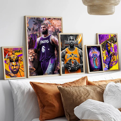 Basketball Player L-LeBron James Movie Sticky Posters Whitepaper Sticker DIY Room Bar Cafe Posters Wall Stickers