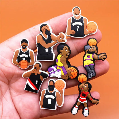 Drop Shipping 1pcs Basketball All-Star Shoe Charms Accessories Westbrook Embiid PVC Shoes Buttons Curry Sandals Charm Decoration