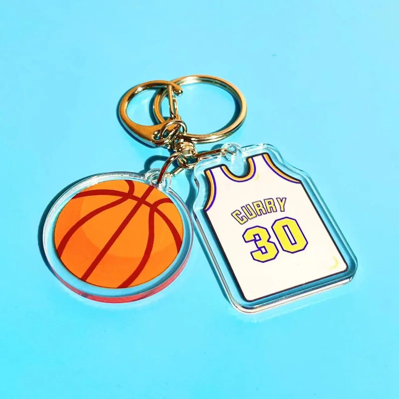 Basketball Stars Jerseys Key Chain Fashion Keychains Acrylic Bag Pendent Accessories Gift For Men Women Lanyard For Keys Casual