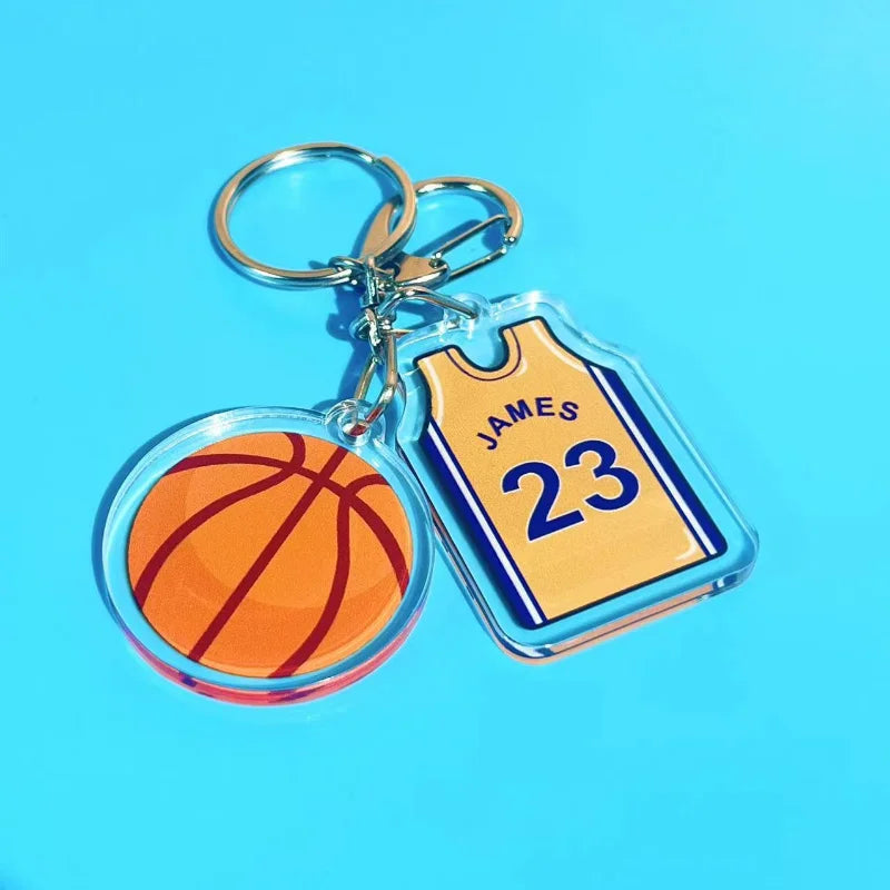 Basketball Stars Jerseys Key Chain Fashion Keychains Acrylic Bag Pendent Accessories Gift For Men Women Lanyard For Keys Casual