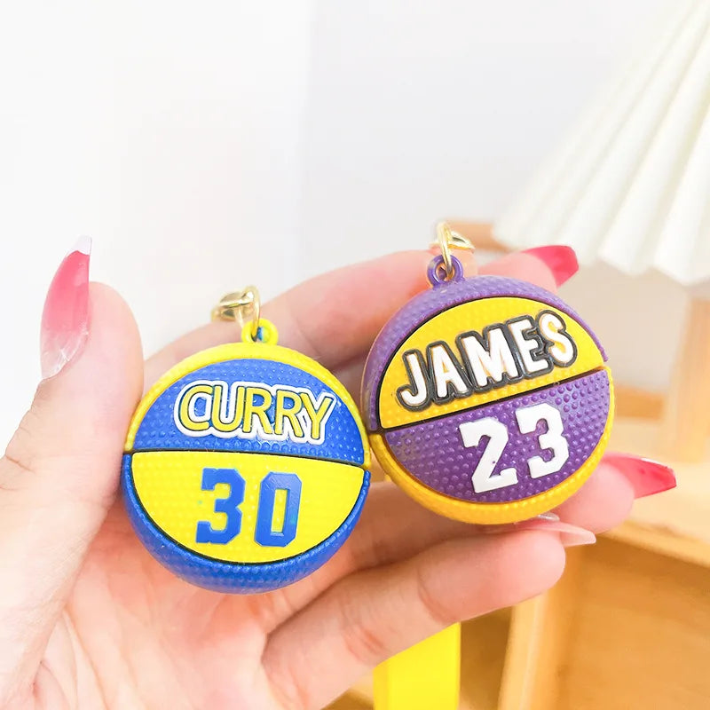 Fashion Basketball Stars Name Ball Keychains PVC FANS Sports Match Souvenirs Keyring for Men Boys Car Phone Pendant Friend Gifts