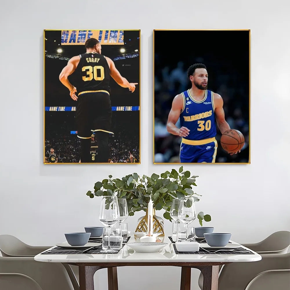 1PC Stephen Curry Poster Self-adhesive Art Waterproof Paper Sticker Coffee House Bar Room Wall Decor