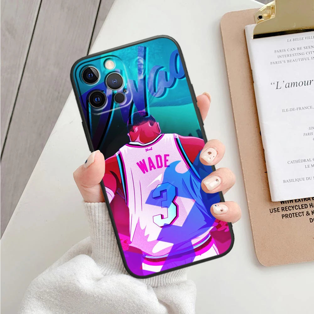 Basketball Superstar Art For iPhone 15 14 13 12 11 X XS XR 8 7 6 Pro Plus Max Mini 5S 5 SE Black Phone Case