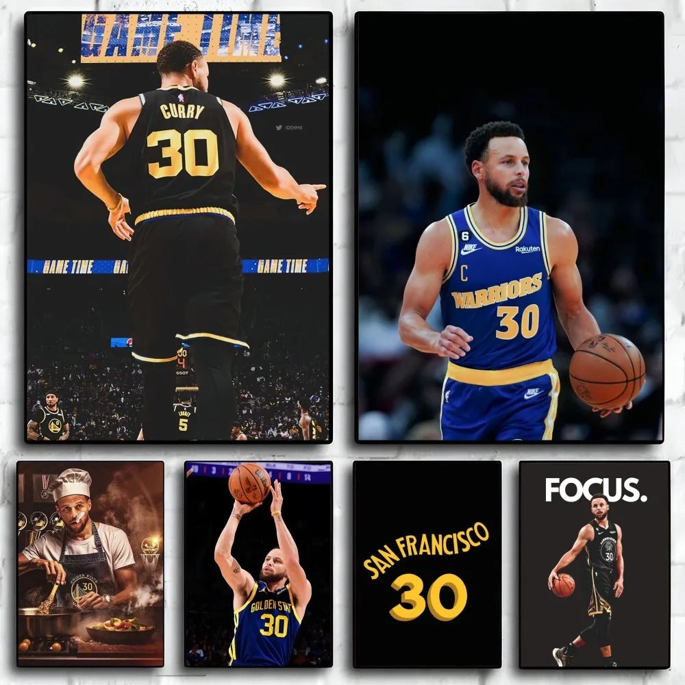 1PC Stephen Curry Poster Self-adhesive Art Waterproof Paper Sticker Coffee House Bar Room Wall Decor