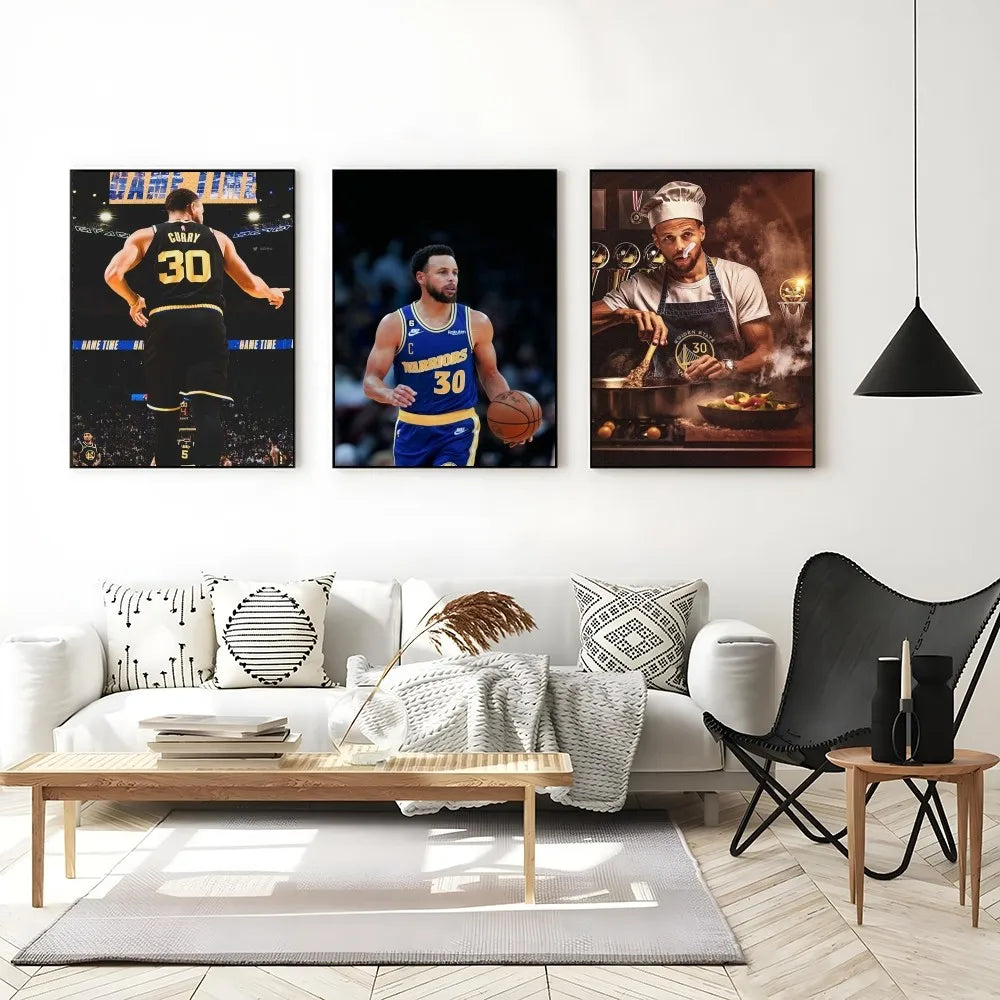 1PC Stephen Curry Poster Self-adhesive Art Waterproof Paper Sticker Coffee House Bar Room Wall Decor