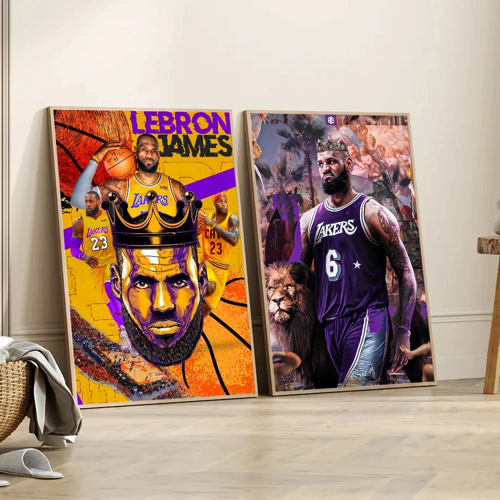 Basketball Player L-LeBron James Movie Sticky Posters Whitepaper Sticker DIY Room Bar Cafe Posters Wall Stickers