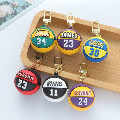 Fashion Basketball Stars Name Ball Keychains PVC FANS Sports Match Souvenirs Keyring for Men Boys Car Phone Pendant Friend Gifts