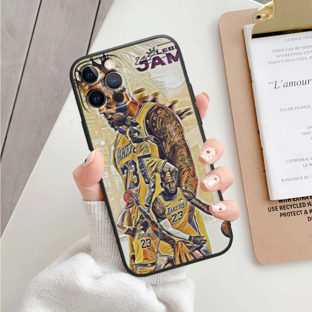 Basketball Superstar Art For iPhone 15 14 13 12 11 X XS XR 8 7 6 Pro Plus Max Mini 5S 5 SE Black Phone Case