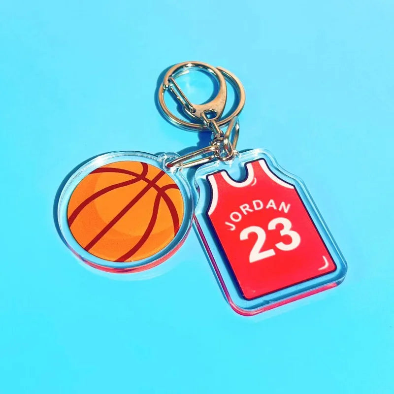 Basketball Stars Jerseys Key Chain Fashion Keychains Acrylic Bag Pendent Accessories Gift For Men Women Lanyard For Keys Casual