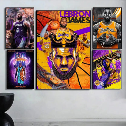 Basketball Player L-LeBron James Movie Sticky Posters Whitepaper Sticker DIY Room Bar Cafe Posters Wall Stickers