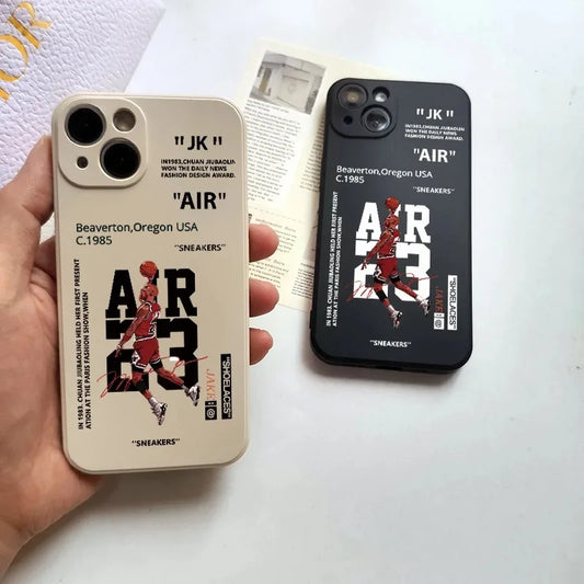 INS Hot Off AIR Sports MJ 23 Phone Case For iPhone 11 12 13 14 15 Pro Max XS XR 7 8 SE Plus Mini White Back Cover