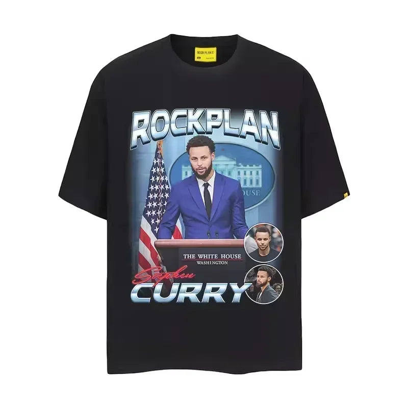 NBA Player Printed Men's Cotton T-shirt Oversized Medium Sleeved Street Clothing American Rock Program Short Sleeved