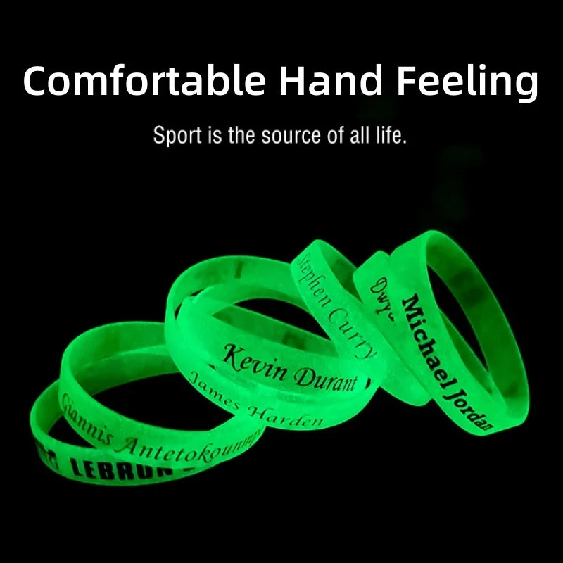 5pcs Basketball Star Sports Bracelet Silicone Luminous James Kobe Curry Fan Outdoor Gifts