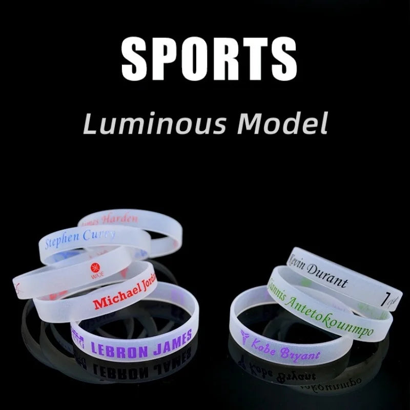 5pcs Basketball Star Sports Bracelet Silicone Luminous James Kobe Curry Fan Outdoor Gifts