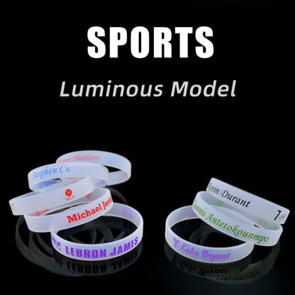 5pcs Basketball Star Sports Bracelet Silicone Luminous James Kobe Curry Fan Outdoor Gifts