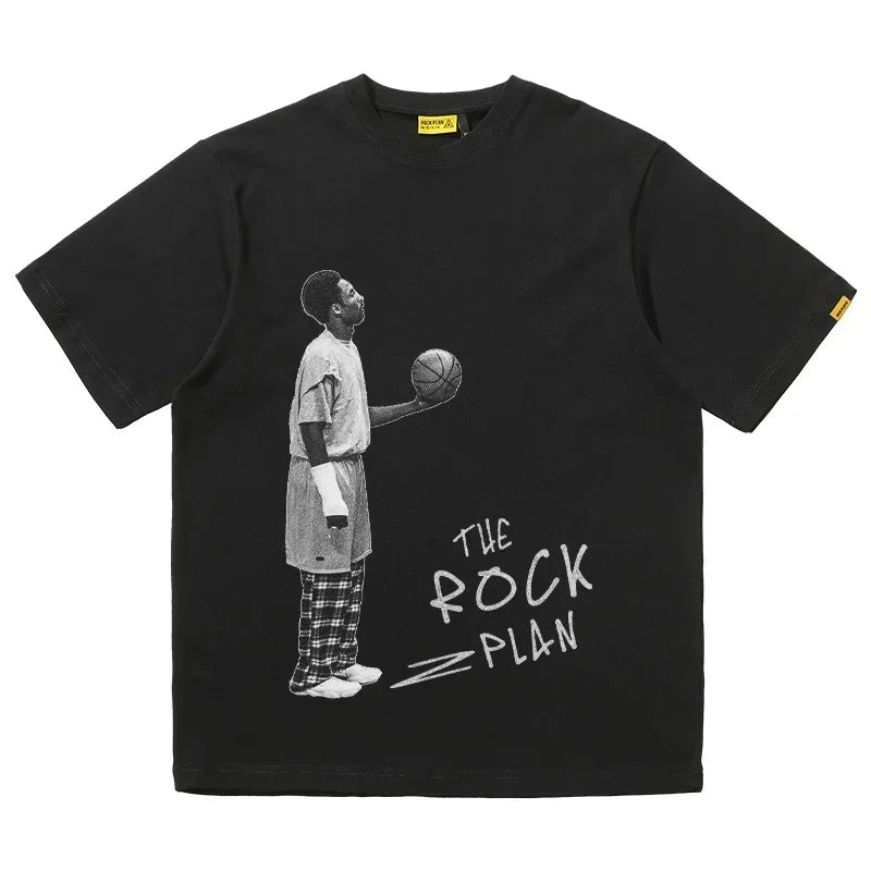 NBA Player Printed Men's Cotton T-shirt Oversized Medium Sleeved Street Clothing American Rock Program Short Sleeved