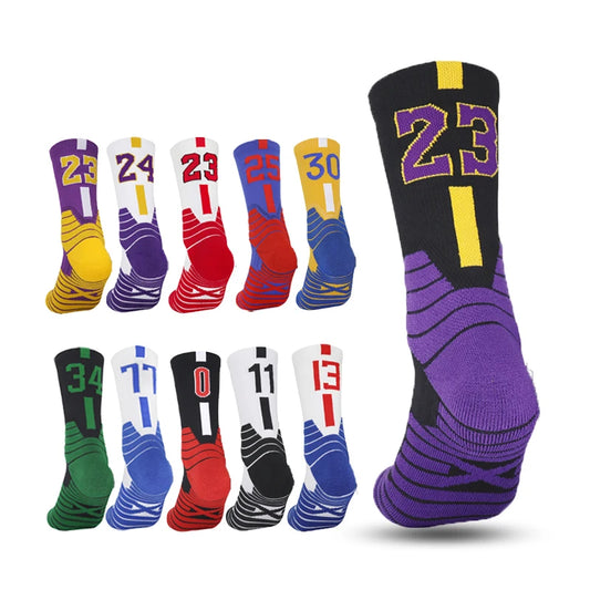 Number Basketball Socks Non-Silp Men Professional Sports Socks Middle Thickened Towel Bottom Child Team Match baloncesto Socks