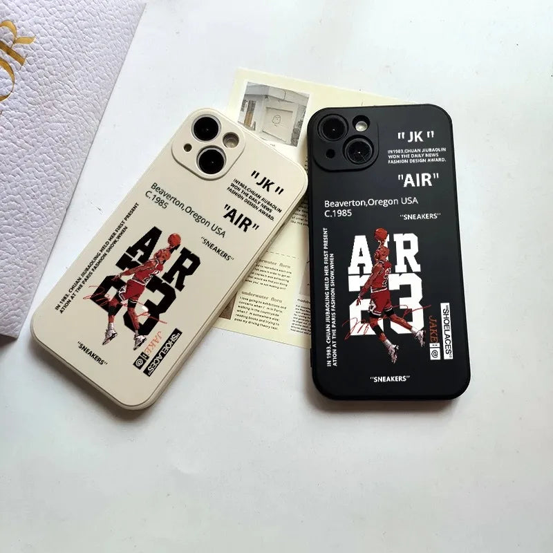 INS Hot Off AIR Sports MJ 23 Phone Case For iPhone 11 12 13 14 15 Pro Max XS XR 7 8 SE Plus Mini White Back Cover