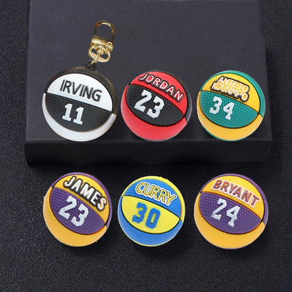 Fashion Basketball Stars Name Ball Keychains PVC FANS Sports Match Souvenirs Keyring for Men Boys Car Phone Pendant Friend Gifts