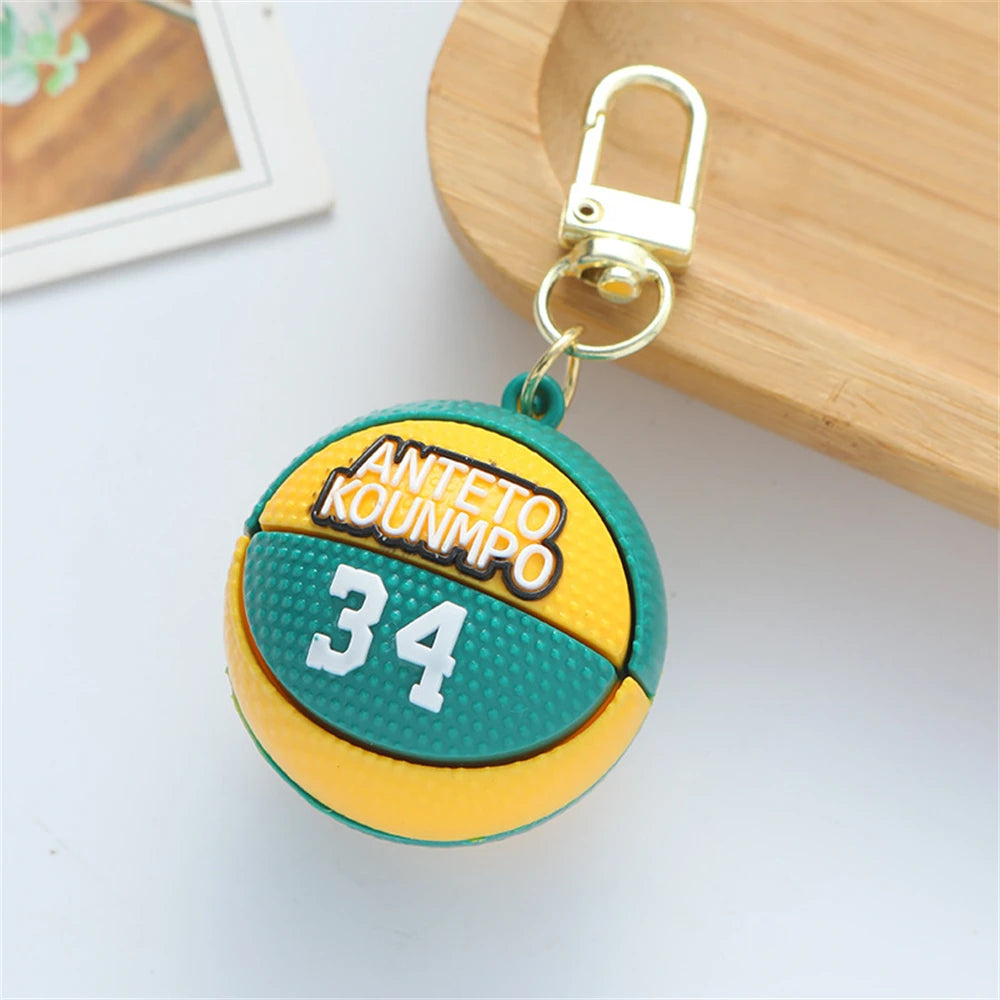 Fashion Basketball Stars Name Ball Keychains PVC FANS Sports Match Souvenirs Keyring for Men Boys Car Phone Pendant Friend Gifts